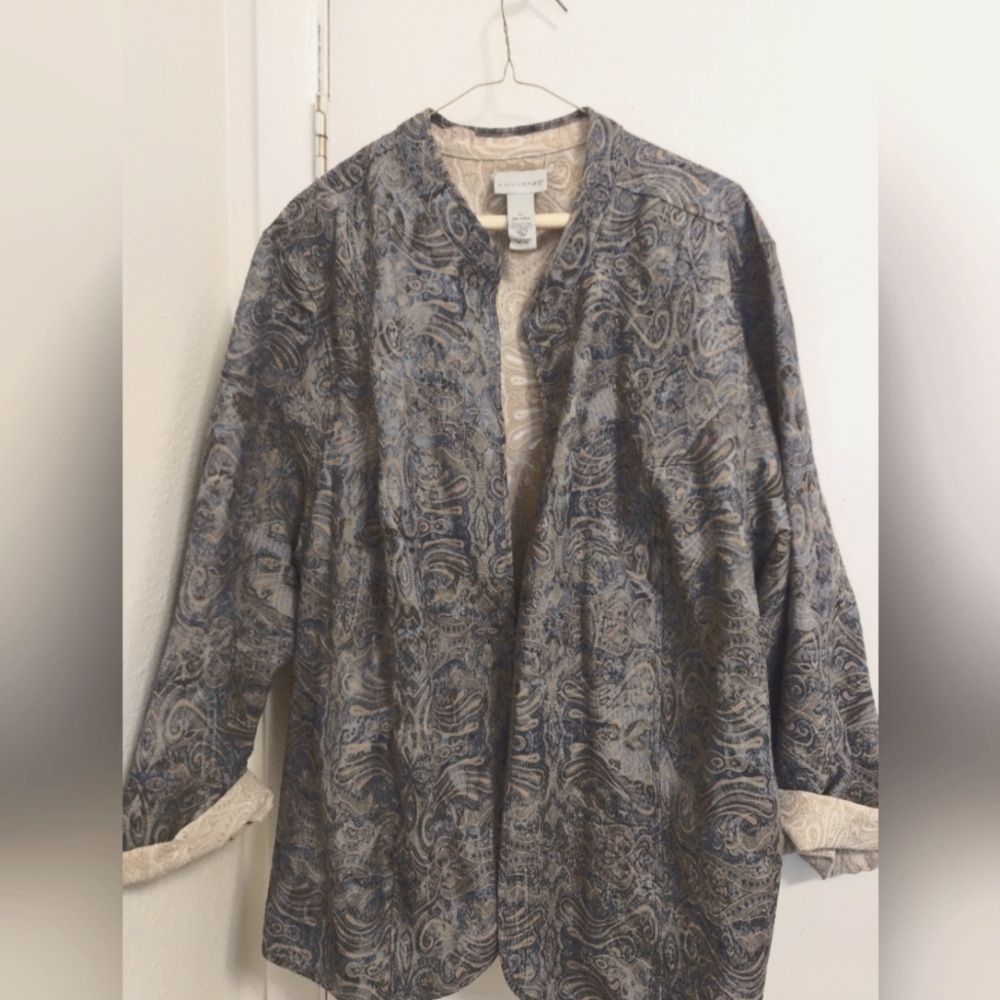 Blazer. By Catherine's, Dusty Blue's, Gold/ tans.